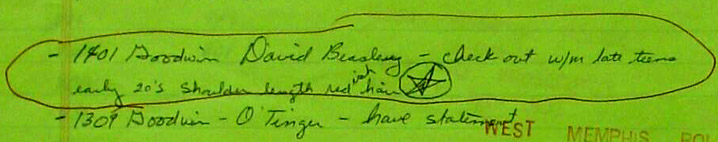 King David Beasley, door to door note, Lt. Hester