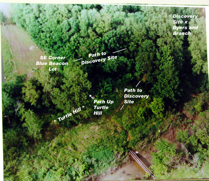 overhead, woods. Paths labelled.